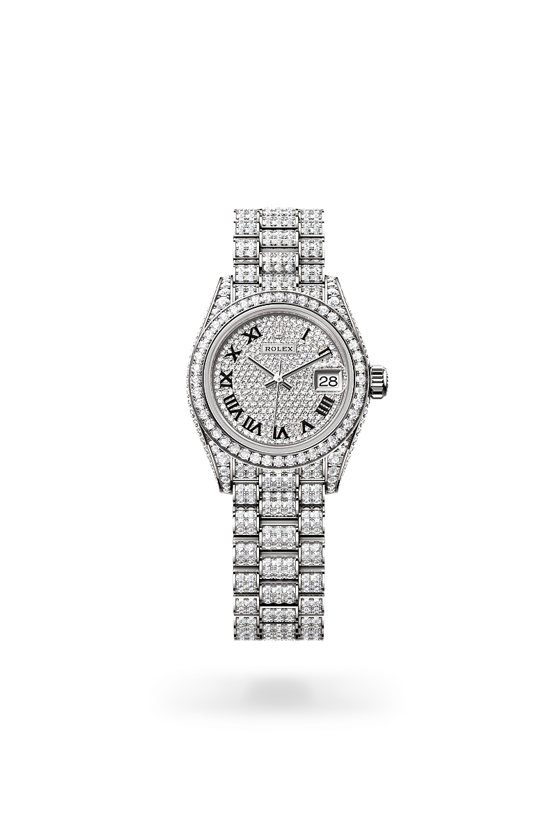 Oyster, 28 mm, white gold and diamonds